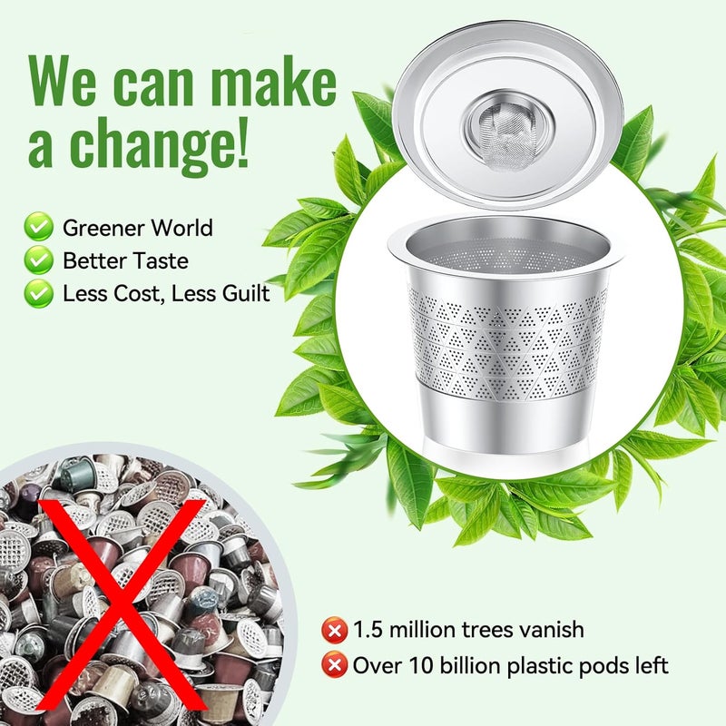 CAPMESSO Reusable K-Cups for Keurig 1.0: Stainless Steel Refillable Coffee Pods - Universal Metal Coffee Filter for Keurig Coffee Maker, Dual-mesh for Richer Coffee NO Sediment, Eco-Friendly (4 Pack) - Image 4